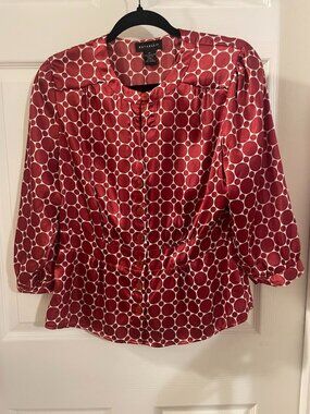 Rafaella Red Dot Short Blouse